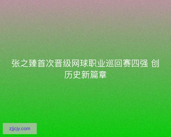 张之臻首次晋级网球职业巡回赛四强 创历史新篇章