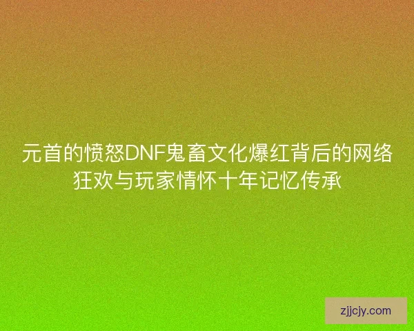 元首的愤怒DNF鬼畜文化爆红背后的网络狂欢与玩家情怀十年记忆传承