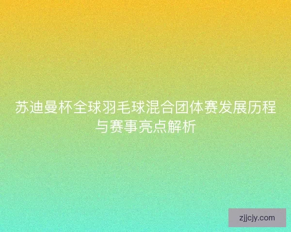 苏迪曼杯全球羽毛球混合团体赛发展历程与赛事亮点解析