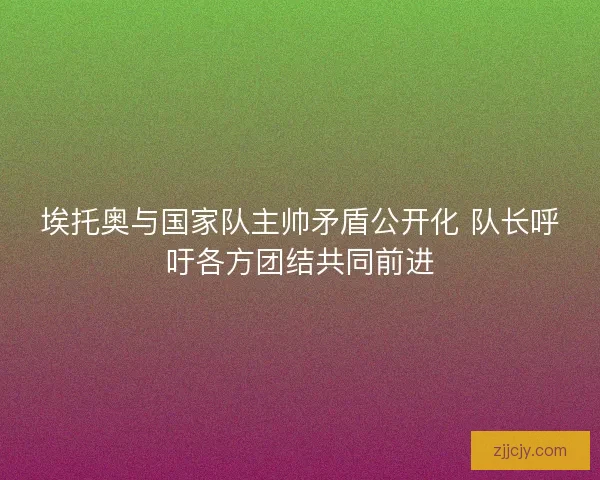 埃托奥与国家队主帅矛盾公开化 队长呼吁各方团结共同前进